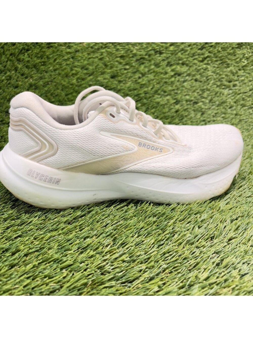 Brooks Glycerin 21 Mens Size 7 White Athletic Running Walking Shoes Sneakers